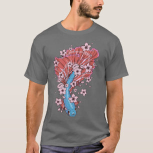 Camiseta Pescado Betta con peces siameses luchando y Sakura