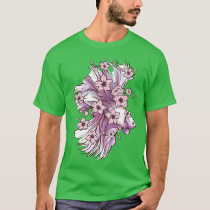 Camiseta Pescado Betta con peces siameses luchando y Sakura