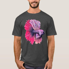 Camiseta Pescado Betta morado y rosa