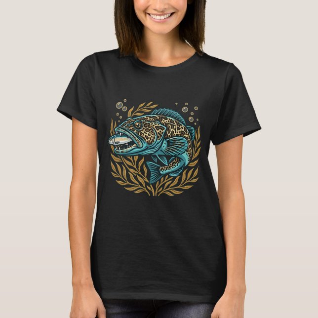 Camiseta Pescado Blue Lingcod Pacífico Noroeste Salmónidos  (Anverso)