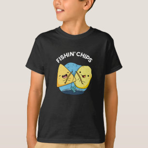 Camiseta Pescado chips Funny Food Pun Dark BG
