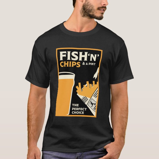 Camiseta Pescado Clásico Británico Y Chips (Anverso)