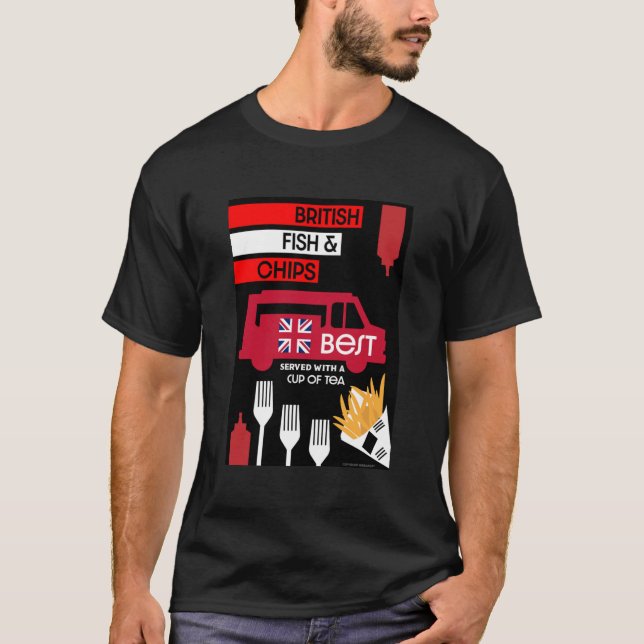 Camiseta Pescado Clásico Británico Y Chips (Anverso)