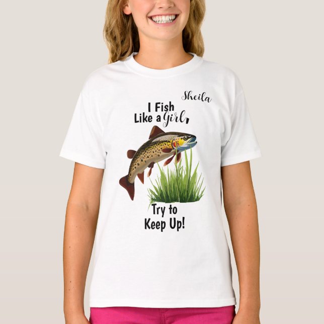 Camiseta "Pescado como un Chica..." Chicas de Personalizabl (Anverso)
