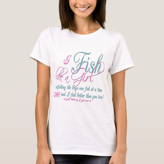 Camiseta Pescado como un engranaje de pesca Chica (Anverso)