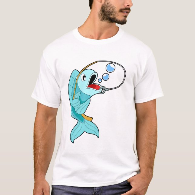 Camiseta Pescado con barra de pesca (Anverso)