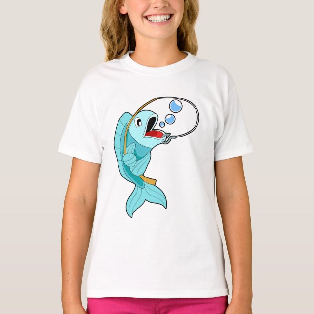 Camiseta Pescado con barra de pesca (Anverso)