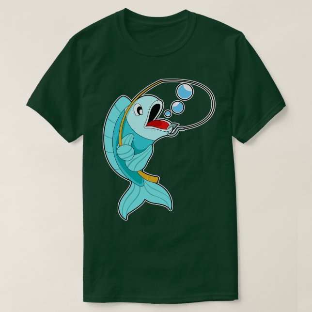Camiseta Pescado con barra de pesca (Diseño del anverso)
