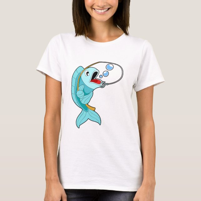 Camiseta Pescado con barra de pesca (Anverso)