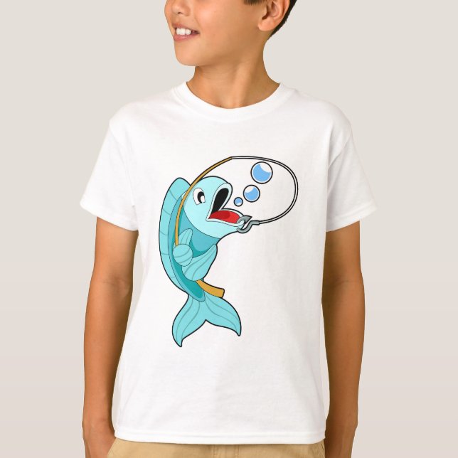 Camiseta Pescado con barra de pesca (Anverso)