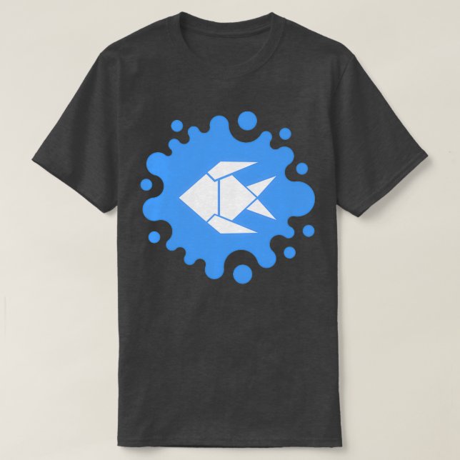Camiseta Pescado curado de origami en una escisión azul (Diseño del anverso)