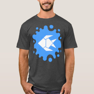 Camiseta Pescado curado de origami en una escisión azul