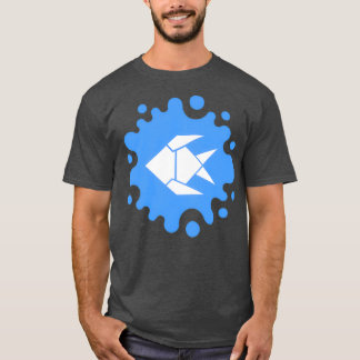 Camiseta Pescado curado de origami en una escisión azul