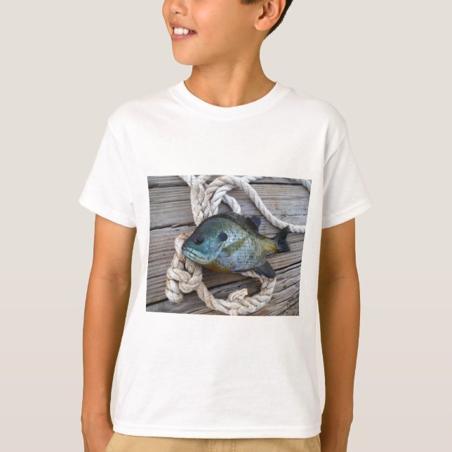 Camiseta Pescado de aleta azul en el muelle y en la cuerda (Anverso)