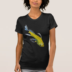 Camiseta Pescado de arte acuático de cartón japonés amarill