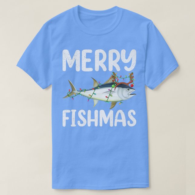 Camiseta Pescado de atún Amante Xmas Luces Gorra de renos P (Diseño del anverso)