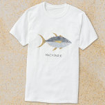 Camiseta Pescado de atún personalizado<br><div class="desc">Un pez atún divertido con una sonrisa descarada,  perfecto para los que les gusta el pescado,  la comida y la pesca. Arte original de Nic Squirrell. Cambie el nombre o el texto a personalizar.</div>