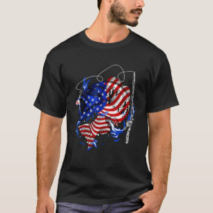 Camiseta Pescado de Bass Pescado Bandera Estadounidense Pad