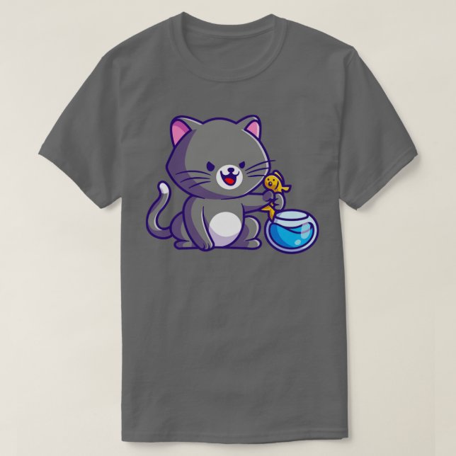 Camiseta Pescado De Captura De Gato En El Personalizado De  (Diseño del anverso)