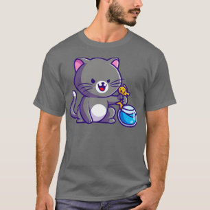 Camiseta Pescado De Captura De Gato En El Personalizado De 