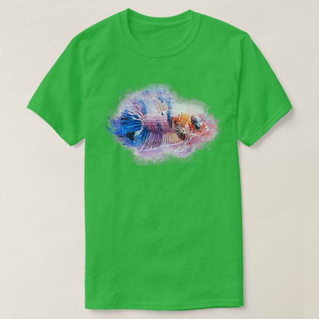 Camiseta Pescado de combate Marmol de media luna metálico B (Diseño del anverso)
