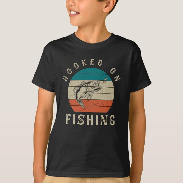 Camiseta Pescado de ganchos de pesca retro divertida (Anverso)