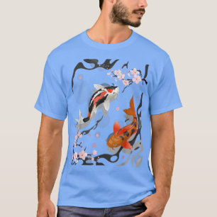 Camiseta Pescado de Koi con flores de cerezo sakura en Japó