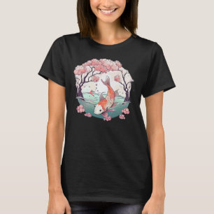 Camiseta Pescado de Koi en estanque nadando al lado de la f