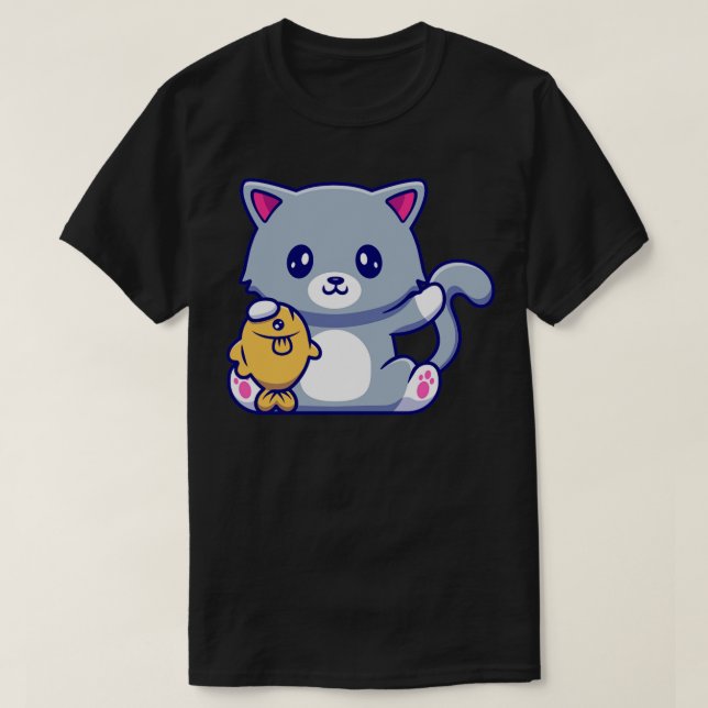 Camiseta Pescado de la retención de gato (Diseño del anverso)