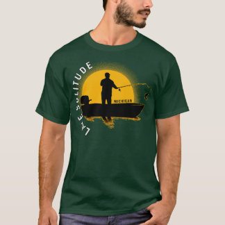 Camiseta Pescado de la soledad en el lago Michigan Sunrise