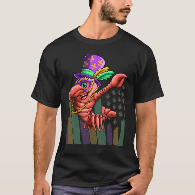 Camiseta Pescado de langosta Mardi Gras Mask Jester Gorras  (Anverso)