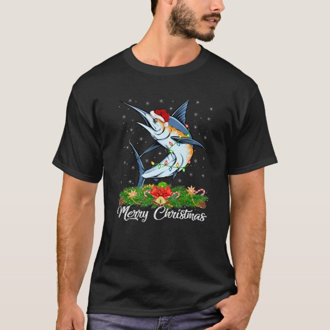 Camiseta Pescado de Marlín Blanco de Santa Hat (Anverso)