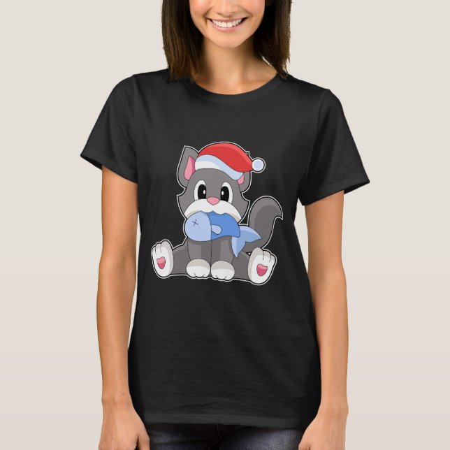 Camiseta Pescado de Navidades gatos (Anverso)