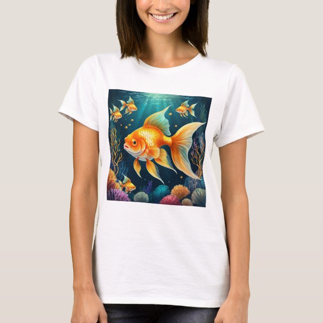 Camiseta Pescado de oro en aguas submarinas (Anverso)