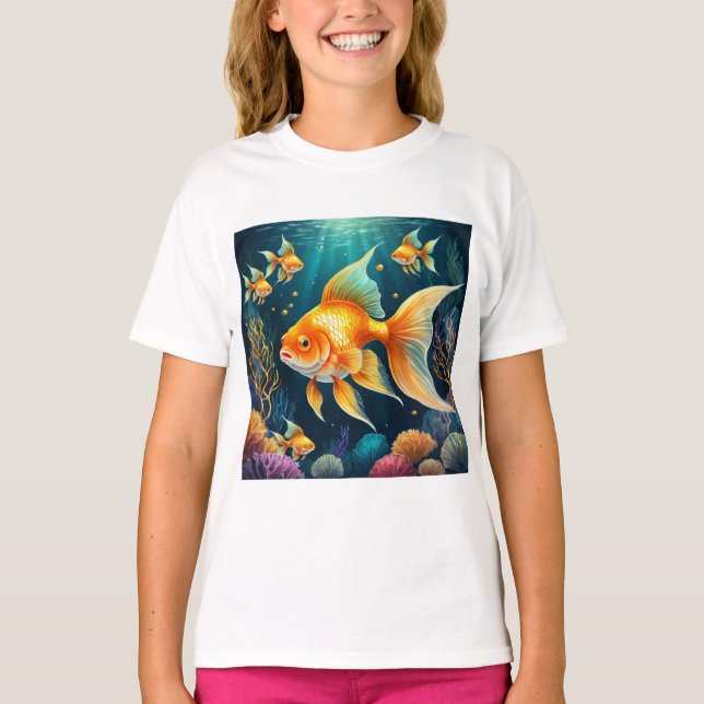 Camiseta Pescado de oro en aguas submarinas (Anverso)