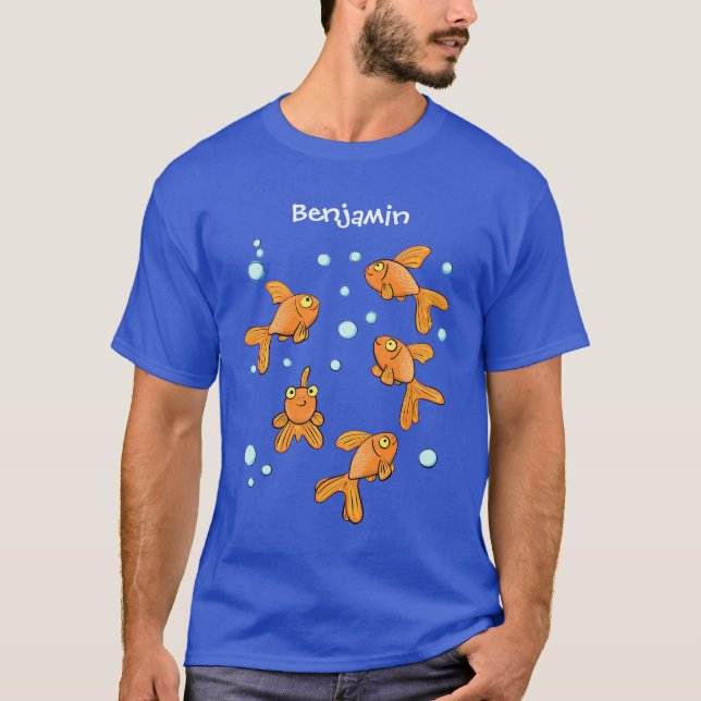 Camiseta Pescado de oro naranja lindo en el ilustracion per (Anverso)