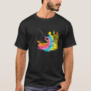 Camiseta Pescado de teñido de hippie de arcoíris alucinante