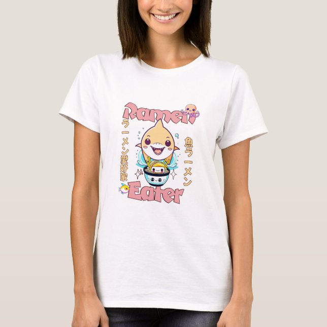 Camiseta Pescado de tiburón Ramen Eater - ¡Amantes de la co (Anverso)