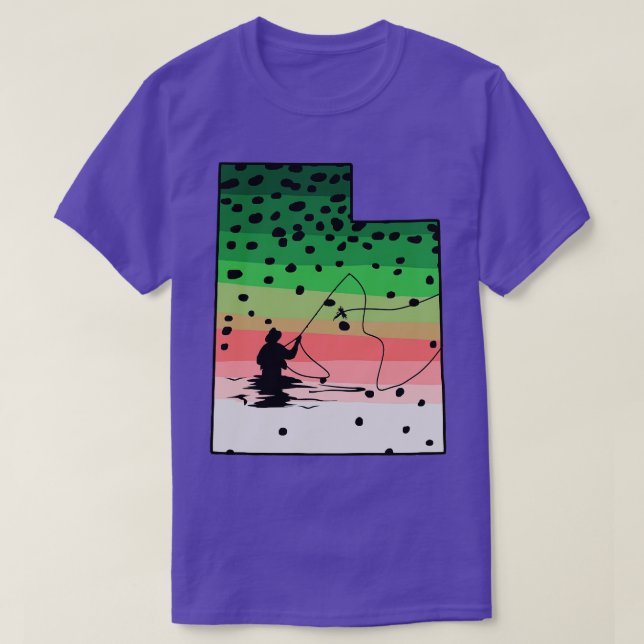 Camiseta Pescado de trucha arco iris Mapa de pesca de mosca (Diseño del anverso)