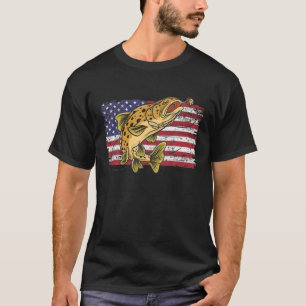 Camiseta Pescado de trucha marrón retro estadounidense band