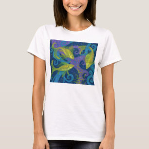 Camiseta Pescado dorado Peces subacuáticos Pintura de arte