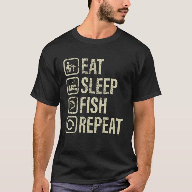Camiseta Pescado Dormido Repetición Estilo de vida de pesca (Anverso)