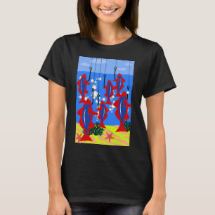 Camiseta Pescado en anzuelos en aguas marinas