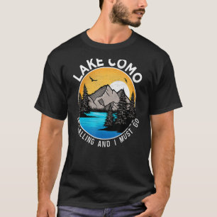 Camiseta Pescado en barco, acampada, lago Como