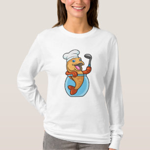 Camiseta Pescado en vidrio cocinado con cuchara de sopa