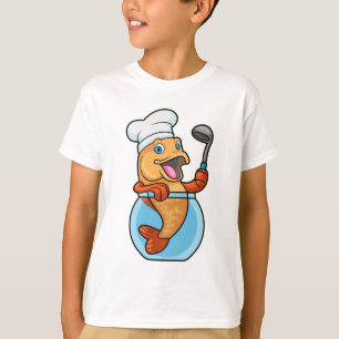 Camiseta Pescado en vidrio cocinado con cuchara de sopa