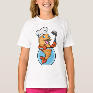 Camiseta Pescado en vidrio cocinado con cuchara de sopa