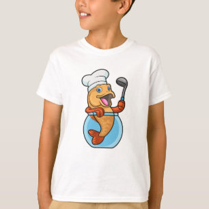 Camiseta Pescado en vidrio cocinado con cuchara de sopa