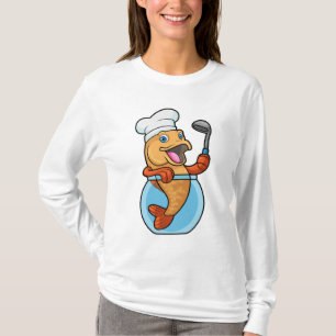 Camiseta Pescado en vidrio cocinado con cuchara de sopa