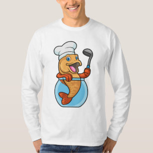 Camiseta Pescado en vidrio cocinado con cuchara de sopa